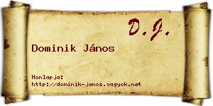Dominik János névjegykártya